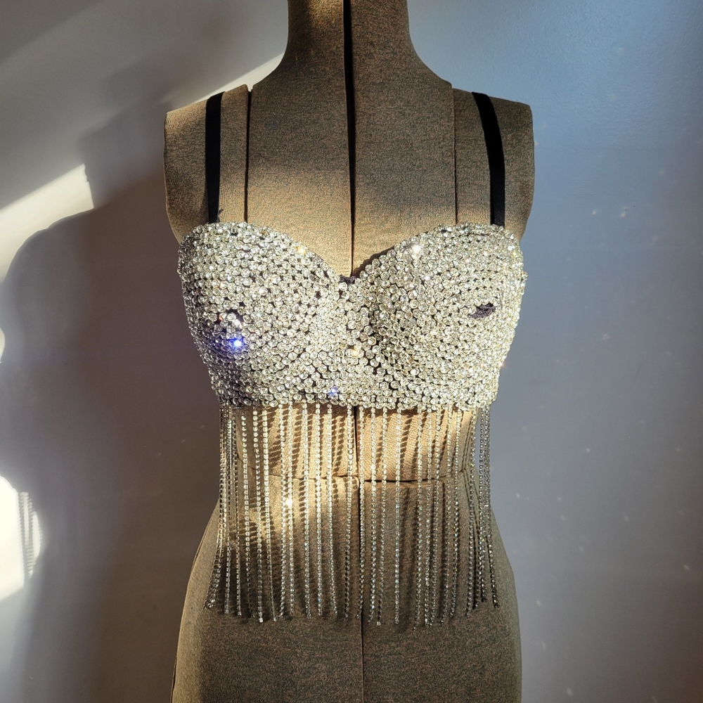 N° 1 Los Angeles Rhinestone Bra Bustier Size Small